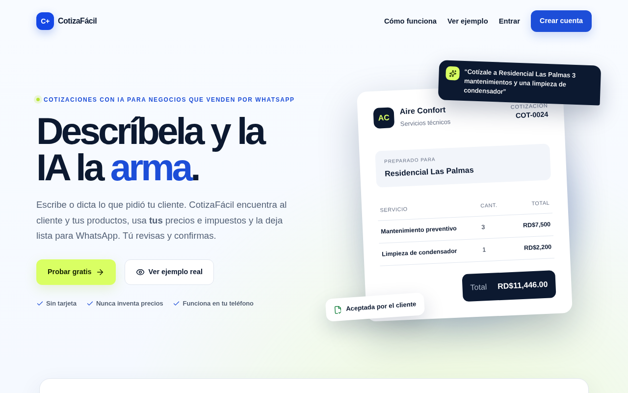 Captura de la aplicación CotizaFácil