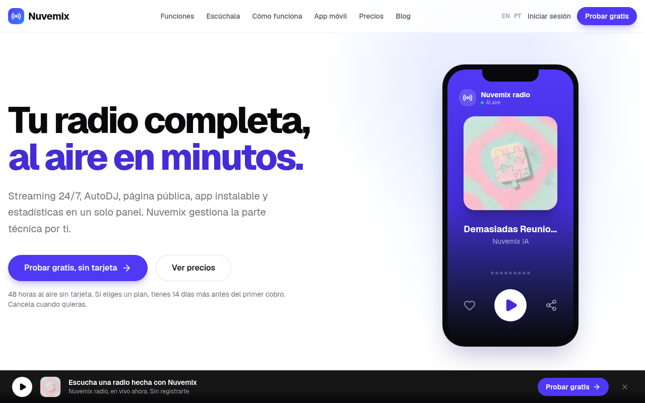 Captura de la aplicación Nuvemix